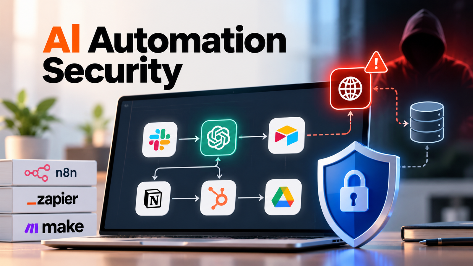 An automation workflow connecting a CRM, AI model and cloud database